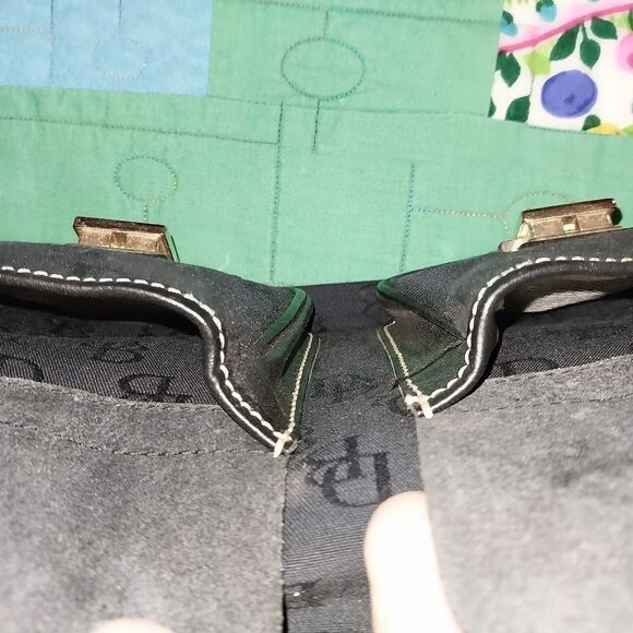 Dooney & Burke Black Signature Logo Satchel Leather and Canvas. - Picture 10 of 12